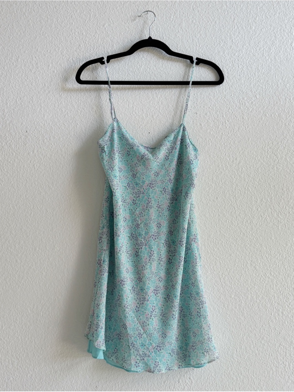 AUGUST SILK Light Blue Floral Slip Silk Dress